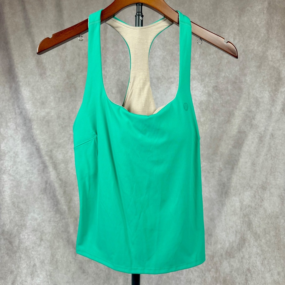 Lululemon Lightweight Tennis Tank Malibu Green Racerback Built-in Bra Waist Lngt